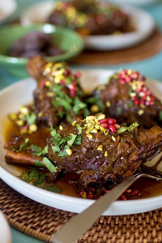 Lamb Shanks With Pomegranate and Saffron Lamb Shanks With Pomegranate and Saffron